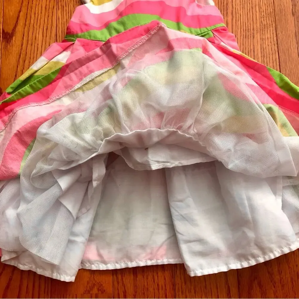 MAGGIE & ZOE A-Line Waves Pattern Pink Green White Dress Girl’s Size 24 MO